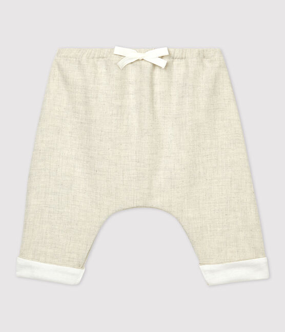 Pantalon bébé flanelle en coton biologique beige MONTELIMAR CHINE